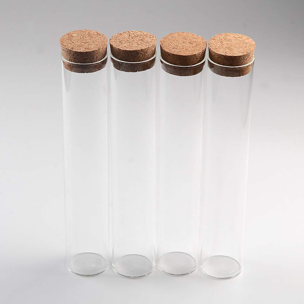 Glass Bottles Vials Jars Test Tube With Cork Stopper Empty 110ml Jars Glass Transparent Clear Bottles Corks 12units (110ml)