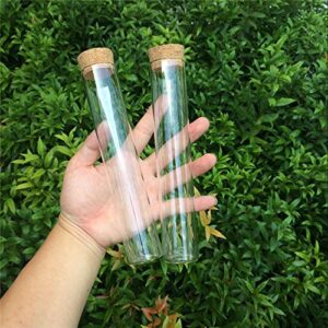 Glass Bottles Vials Jars Test Tube With Cork Stopper Empty 110ml Jars Glass Transparent Clear Bottles Corks 12units (110ml)