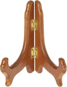 bard's hinged medium wood plate stand, 5" h x 5" w x 3.5" d (for 5" - 7.5" plates)