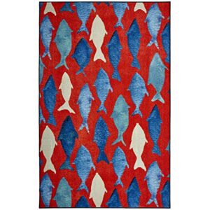 Mohawk Home Coastal Catch Red Nautical/ Coastal (5' X 8') Area Rug