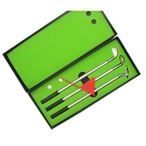 sipliv metal golf rollerball pen set (3 colors ink), mini golf balls toy desktop golf gift set includes putting green, flag, 3 golf clubs pens and 2 balls