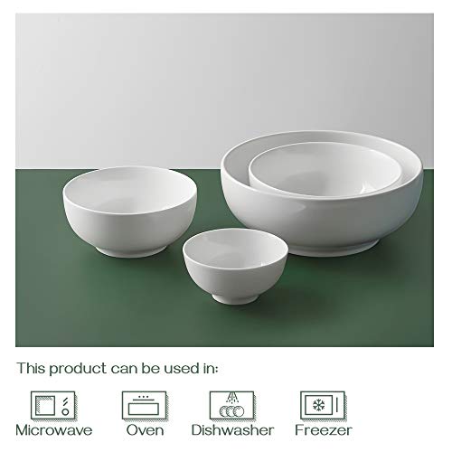 DOWAN Serving Bowls, Mixing Bowl Set, 86/36/24/8.5 Ounces Mixing Bowls for Kitchen, White Serving Set, Serving Bowls Set of 4, Ceramic Bowl Sets for Eating Different Sizes