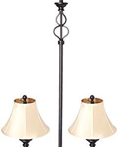 Amazon Brand – Ravenna Home Iron Wave Table and Floor Lamp Set with LED Light Bulbs, Set of 3, Dark Bronze