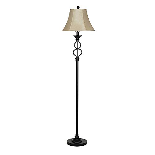 Amazon Brand – Ravenna Home Iron Wave Table and Floor Lamp Set with LED Light Bulbs, Set of 3, Dark Bronze