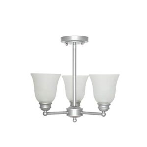 amazon brand – ravenna home classic 3 light semi-flush mount chandelier, bulbs included, 14.5"h, silver