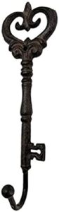 comfy hour antique & vintage interior collection cast iron key single coat hook clothes rack wall hanger - metal, heavy duty, brown, recycled, decorative gift idea
