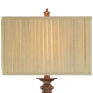 Catalina 21908-000 Traditional 3-Way Wrapped Leaf Table Lamp and Rectangular Pleated Fabric Shade, 32", Antique Gold