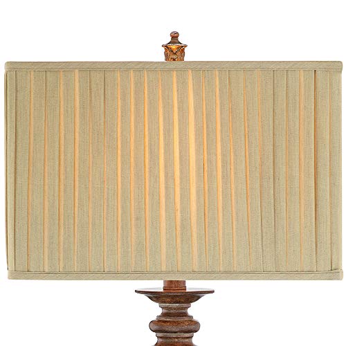 Catalina 21908-000 Traditional 3-Way Wrapped Leaf Table Lamp and Rectangular Pleated Fabric Shade, 32", Antique Gold