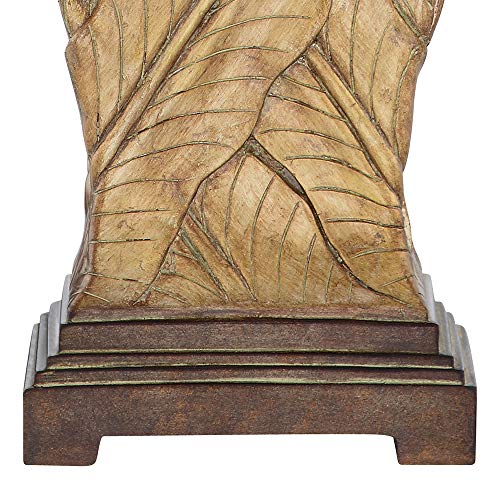 Catalina 21908-000 Traditional 3-Way Wrapped Leaf Table Lamp and Rectangular Pleated Fabric Shade, 32", Antique Gold