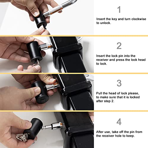 CZC AUTO Hitch Receiver Pin Lock, Right Angle 1/2" and 5/8" Dual Pins for Class I II III IV 1-1/4" 2" and 2-1/2" Receiver, Compatible with Bike Rack Tray Ball Tow Rope for Trailer Truck Car Boat