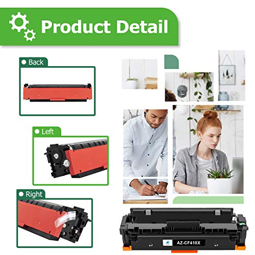 Aztech Compatible Toner Cartridge Replacement for HP 410X CF410X 410A Color Pro M477fdw M477fnw M477fdn M452dn M452dw M452nw CF411X CF412X CF413X Printer (Black Cyan Yellow Magenta, 4-Pack)