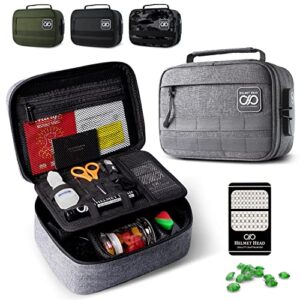 helmet head smell proof bag with lock, smell proof stash bag comes with a grinder card, this smell proof case offer plenty of room to keep all your herbs and tools securely together (gray)