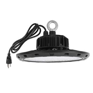 q qingchen ufo high bay led light 100w 5000k white with us plug 5 ft cable led warehouse light, high bay shop light fixtures for factory garage gym
