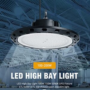 Q QINGCHEN High Bay LED Light 150W 21,000lm 5000K, ETL Listed LED High Bay Light for Factory Work Shop Garage, Alternative to 600W MH/HPS