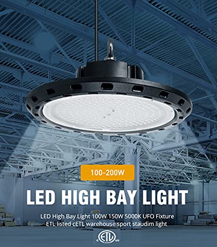 Q QINGCHEN High Bay LED Light 150W 21,000lm 5000K, ETL Listed LED High Bay Light for Factory Work Shop Garage, Alternative to 600W MH/HPS