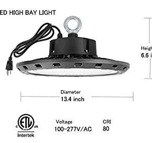 Q QINGCHEN High Bay LED Light 150W 21,000lm 5000K, ETL Listed LED High Bay Light for Factory Work Shop Garage, Alternative to 600W MH/HPS