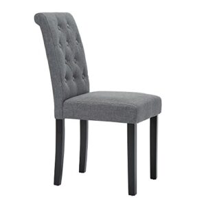 thksbought Set of 6 Chairs Upholstered Fabric Dining Chairs with Button-Tufted Details (Gray)