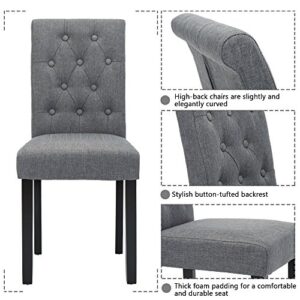 thksbought Set of 6 Chairs Upholstered Fabric Dining Chairs with Button-Tufted Details (Gray)