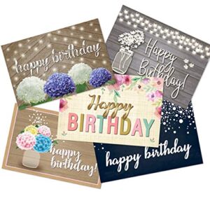 stonehouse collection | 50 happy birthday postcards - 5 birthday designs | elegant design & beautiful | great for friends, family, neighbors & colleagues | size: 4" x 6" | bulk birthday postcards (rustic variety)