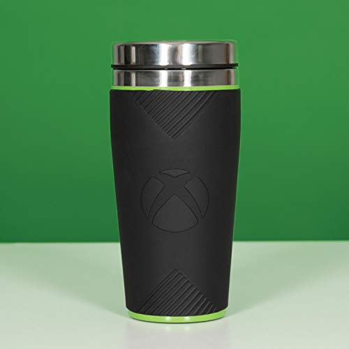 Paladone PP5688XB Xbox Insulated Travel Mug - Reusable 450ml Commuter Cup with Silicone Sleeve, Black