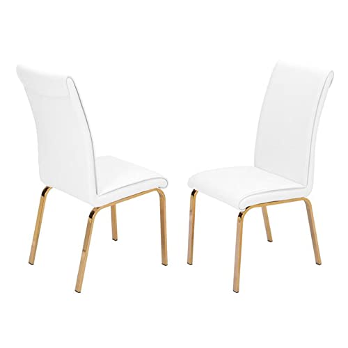 Best Quality Furniture Dining Chair Only (Set of 2), White, Gold