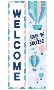 ctp calm and cool welcome banner, 2-sided vertical classroom sign, 39” x 8" (creative teaching press 8640)