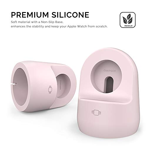 AhaStyle iWatch Stand Silicone Charging Dock Holder Accessories for Apple Watch Series 8/Ultra/SE2/7/6/SE/5/4/3/2/1(49/45/44/42/41/40/38mm), Supports Nightstand Mode【Adapters NOT Included】(Pink)