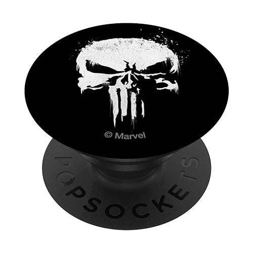 Marvel The Punisher White Splatter Skull Logo (popsocket) PopSockets PopGrip: Swappable Grip for Phones & Tablets PopSockets Standard PopGrip