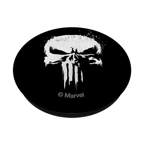 Marvel The Punisher White Splatter Skull Logo (popsocket) PopSockets PopGrip: Swappable Grip for Phones & Tablets PopSockets Standard PopGrip