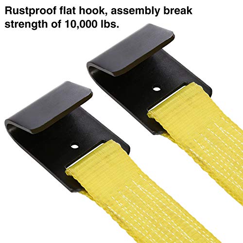 Trekassy Wheel Car Tow Dolly Basket Straps with Flat Hooks 2 Pack Heavy Duty for 14"-17" Tires, 10, 000 lbs Break Strength with 2 Axle Straps and 1 Carrying Bag