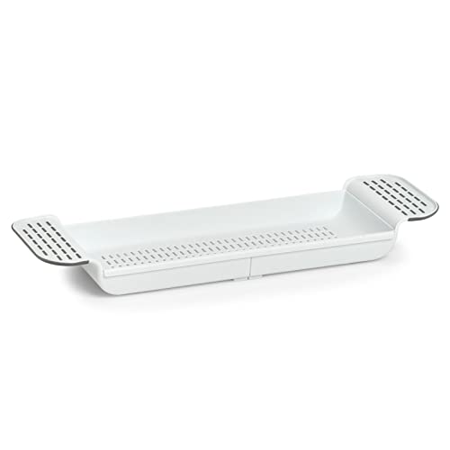 Bath Bridge Caddy Bathtub Trays Rack Dish Drainer Rustproof Phone Toy Pad Book Wine Candle Holder Tablet Bathroom Accessories Storage Drying Compact Extending Side