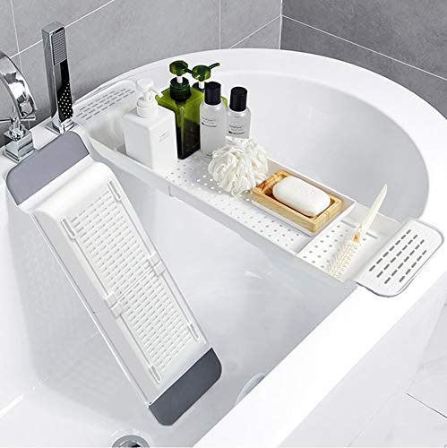 Bath Bridge Caddy Bathtub Trays Rack Dish Drainer Rustproof Phone Toy Pad Book Wine Candle Holder Tablet Bathroom Accessories Storage Drying Compact Extending Side