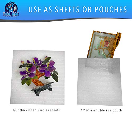 (3 Sizes) 50pc PREMIUM Cushion Foam Pouches or Sheets for Packing, Protection Wrap for Dishes, Plates, Glass, Cups, Mugs, Chinaware, Porcelain, and Valuables for Moving and Storing Supplies by Pak Rat