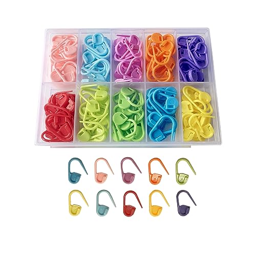 Meikeer 150 Pieces Knitting Crochet Locking Stitch Markers Stitch Needle Clip Counter 10 Colors (Color Ship Randomly)