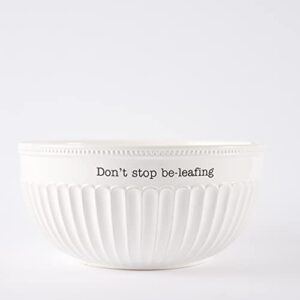 Mud Pie Dolomite, wood Don't Stop Be-Leafing Salad Bowl Set, 32 oz, White, brown