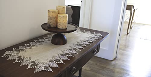Lace Runner Neutral Earth Tones Table Runner Dresser Scarf Coffee Table Runner (16Wx36L)