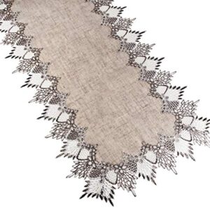 Lace Runner Neutral Earth Tones Table Runner Dresser Scarf Coffee Table Runner (16Wx36L)