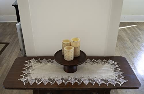 Lace Runner Neutral Earth Tones Table Runner Dresser Scarf Coffee Table Runner (16Wx36L)