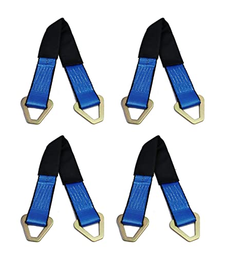 Mytee Products (4 Pack) 2" x 24" Heavy Duty Tie Down Axle Straps with D-Ring and Protective Sleeve, 10,000LBS Capacity - for Car Trailer Hauler Tow Truck Wrecker Wheel Tie Down Strap