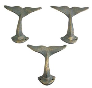 whale tail cast iron wall hook 4 3/4 inch (set of 3)