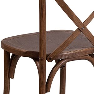 EMMA + OLIVER Stackable Pecan Wood Cross Back Chair
