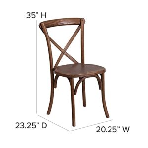 EMMA + OLIVER Stackable Pecan Wood Cross Back Chair
