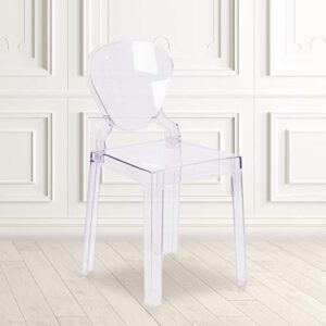 emma + oliver ghost chair with tear back in transparent crystal