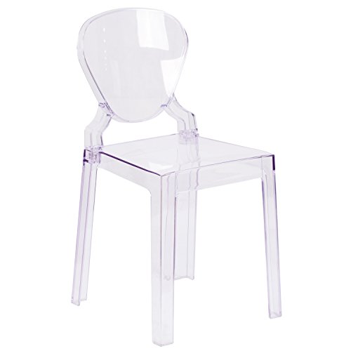 EMMA + OLIVER Ghost Chair with Tear Back in Transparent Crystal