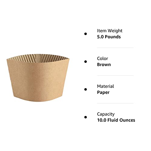 SPRINGPACK Coffee Sleeves - 500 count Disposable Corrugated Hot Cup Sleeves Jackets Holder - Kraft Paper Sleeves Protective Heat Insulation Drinks Insulated Fits 12,16,20,22,24 oz Coffee Cups