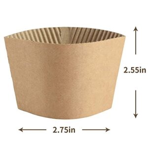 SPRINGPACK Coffee Sleeves - 500 count Disposable Corrugated Hot Cup Sleeves Jackets Holder - Kraft Paper Sleeves Protective Heat Insulation Drinks Insulated Fits 12,16,20,22,24 oz Coffee Cups