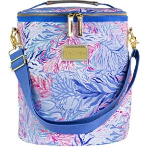 Lilly Pulitzer Insulated Soft Beach Cooler with Adjustable/Removable Strap and Double Zipper Close, Kaleidoscope Coral