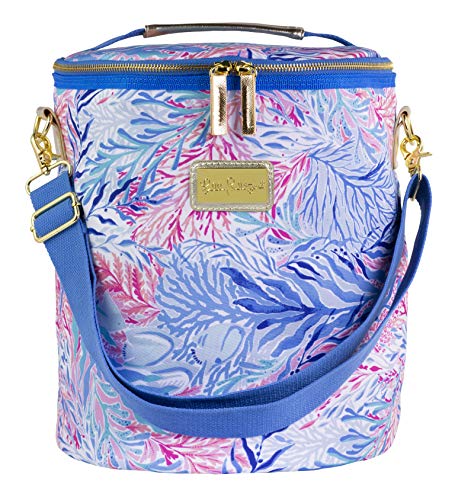 Lilly Pulitzer Insulated Soft Beach Cooler with Adjustable/Removable Strap and Double Zipper Close, Kaleidoscope Coral