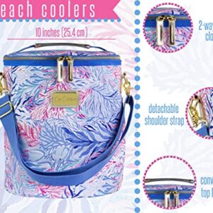 Lilly Pulitzer Insulated Soft Beach Cooler with Adjustable/Removable Strap and Double Zipper Close, Kaleidoscope Coral