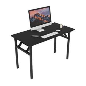 halter folding computer table, 47 inches, black desk with black frame